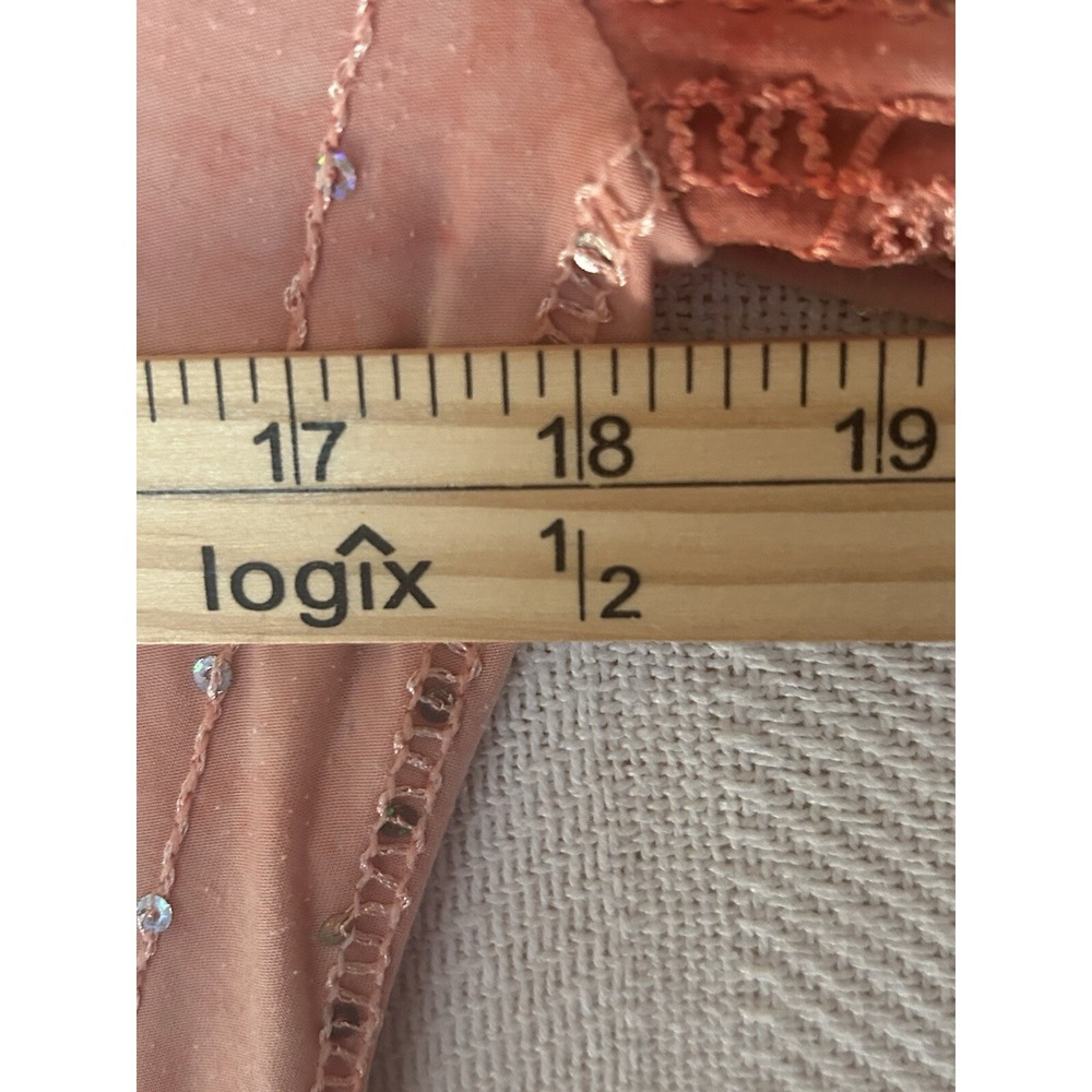 Pintick Popover Roll Tab Sleeves Sequin Tye-Dye Peach Dip Dye Boho Top SZ S - Picture 8 of 9